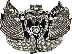 Romantic Swan Crystal Evening Bag Chic Rhinestone Wedding Clutch Bag Sparkly Dating Handbag for Women