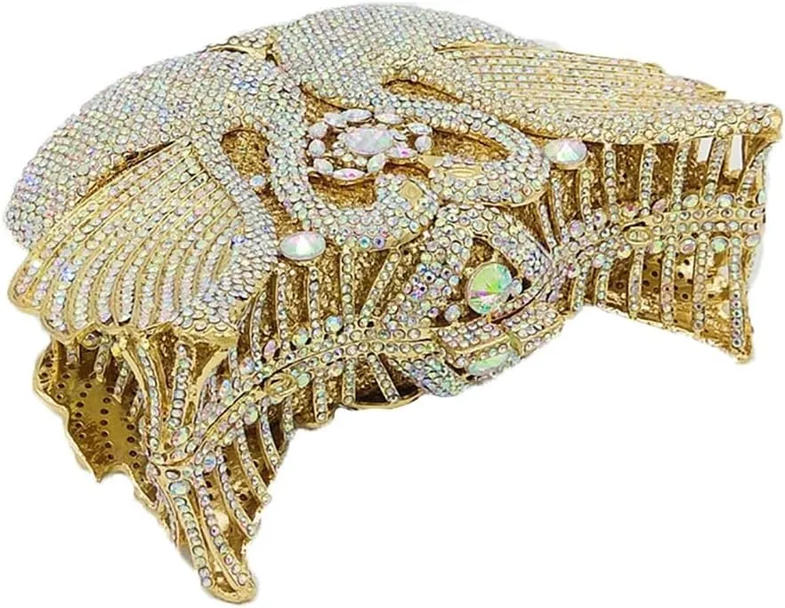 Romantic Swan Crystal Evening Bag Chic Rhinestone Wedding Clutch Bag Sparkly Dating Handbag for Women