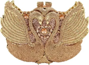 Romantic Swan Crystal Evening Bag Chic Rhinestone Wedding Clutch Bag Sparkly Dating Handbag for Women