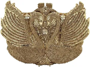 Romantic Swan Crystal Evening Bag Chic Rhinestone Wedding Clutch Bag Sparkly Dating Handbag for Women