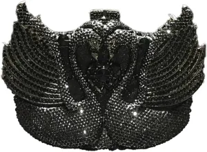 Romantic Swan Crystal Evening Bag Chic Rhinestone Wedding Clutch Bag Sparkly Dating Handbag for Women
