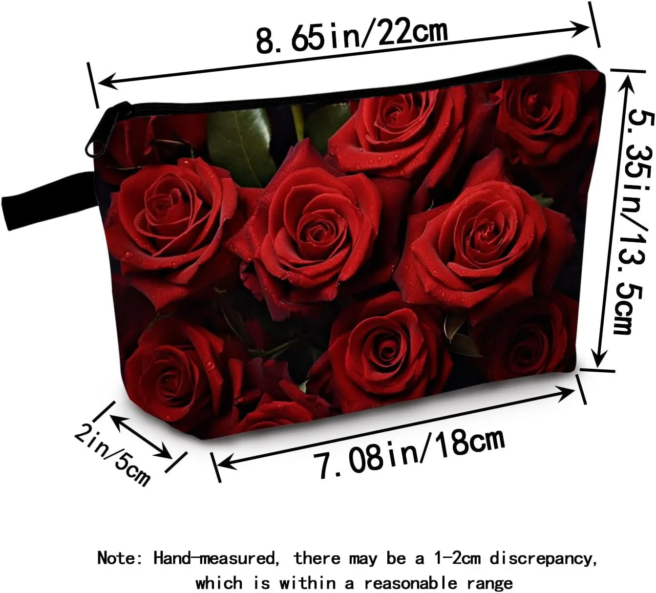 Rose Floral Cosmetic Bag Elegant Printed Makeup Organizer Romantic Travel & Daily Essentials Pouch Valentine's Gift Idea