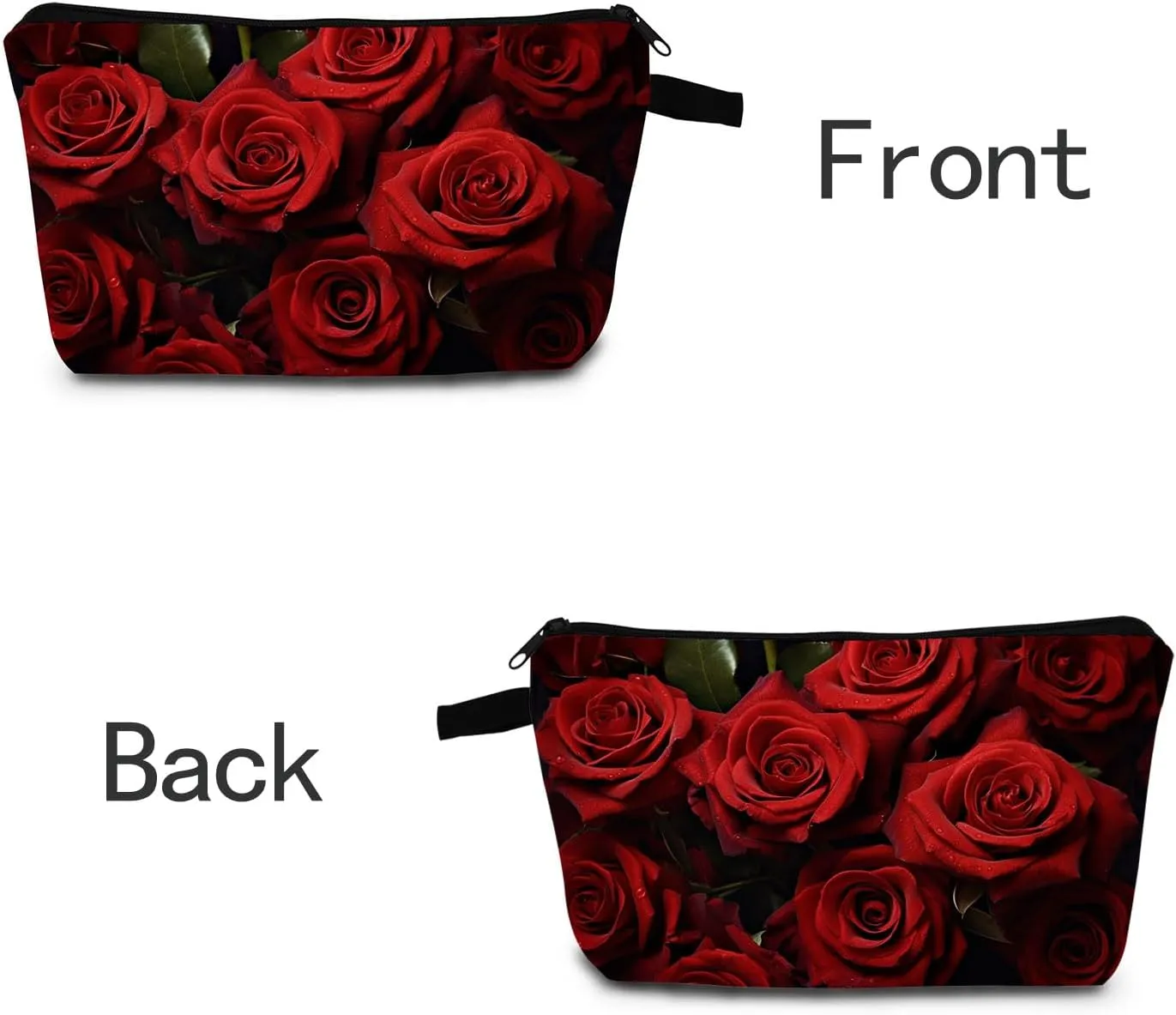 Rose Floral Cosmetic Bag Elegant Printed Makeup Organizer Romantic Travel & Daily Essentials Pouch Valentine's Gift Idea