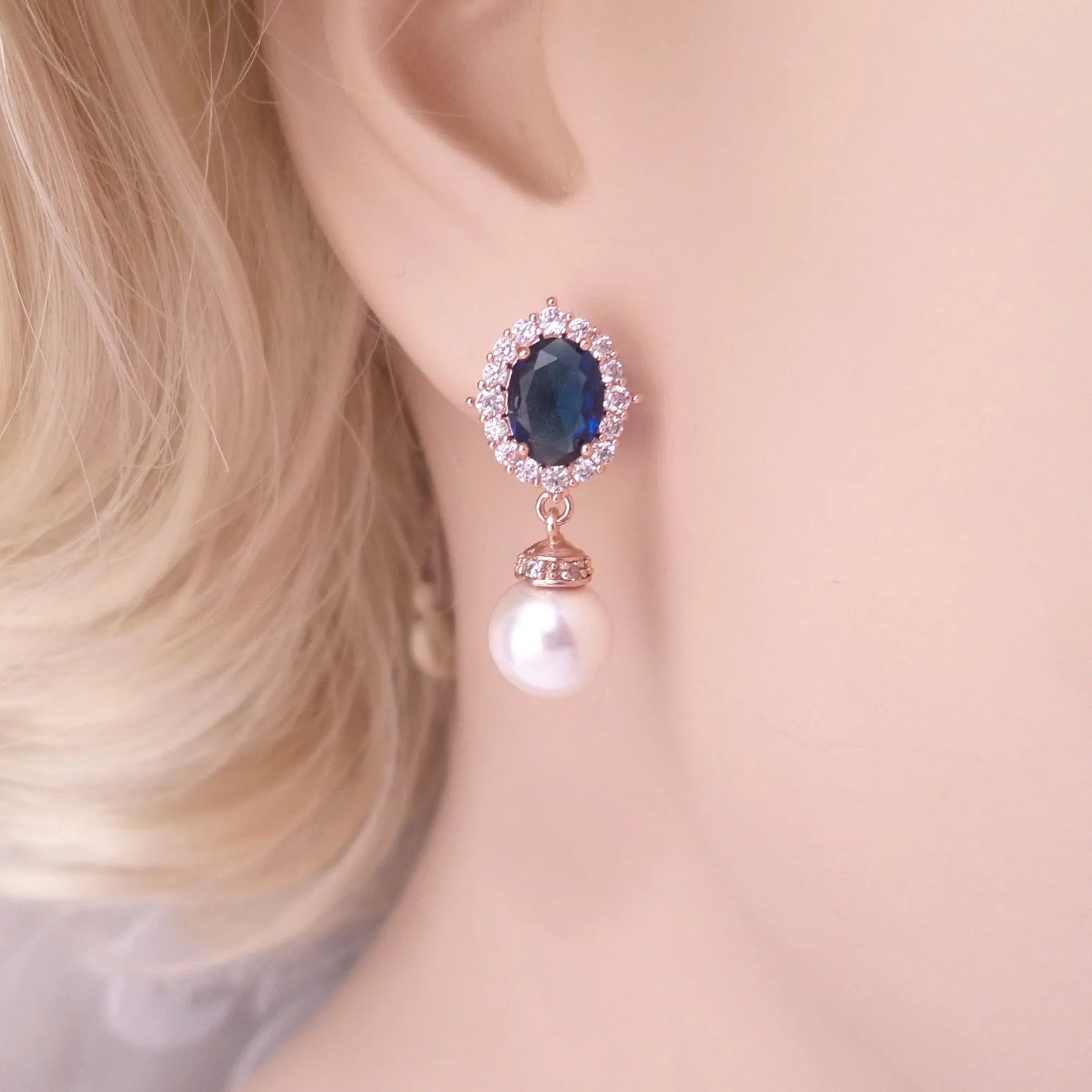 Royal Bride Pearl Drop Wedding Earrings