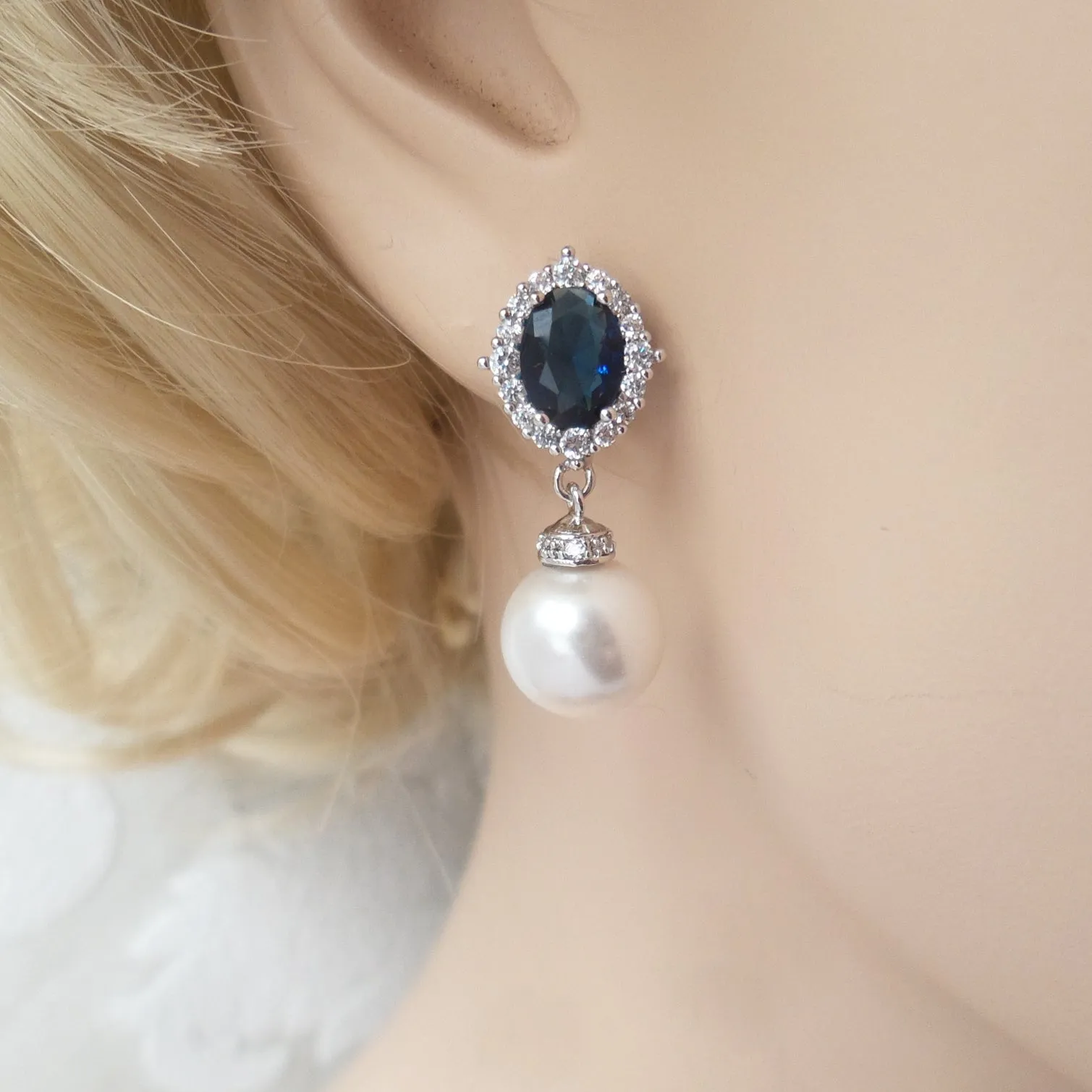 Royal Bride Pearl Drop Wedding Earrings