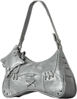 Rungion Studded Purses Y2k Shoulder Bag for Women Small Crossbody Bag Trendy Vegan Leather Handbag Underarm Satchels