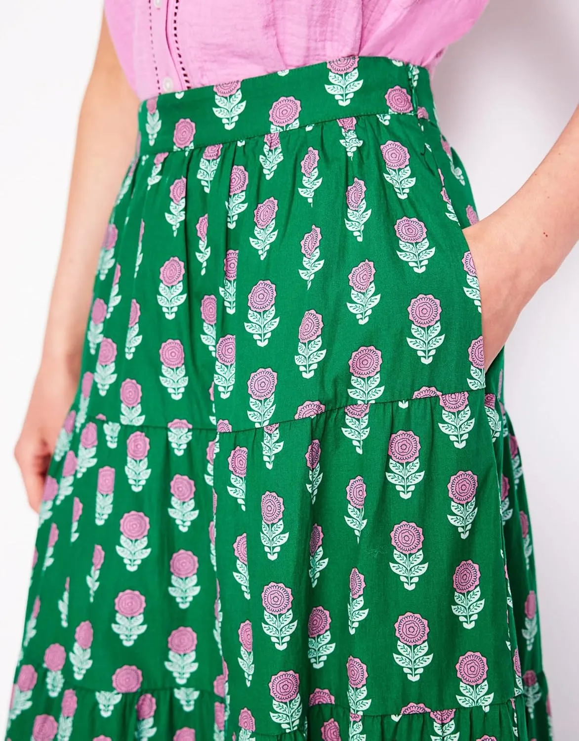 SCOFEEL Women's Floral Print Maxi Skirt High Waist A-Line Flowy Beach Long Boho Skirt with Pockets