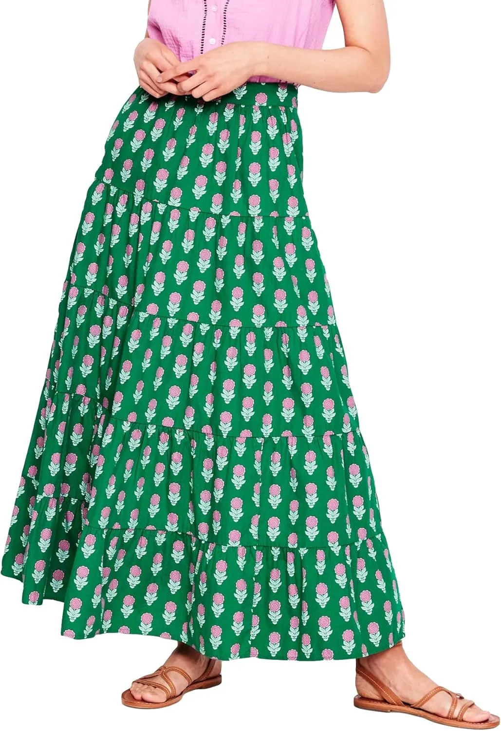 SCOFEEL Women's Floral Print Maxi Skirt High Waist A-Line Flowy Beach Long Boho Skirt with Pockets
