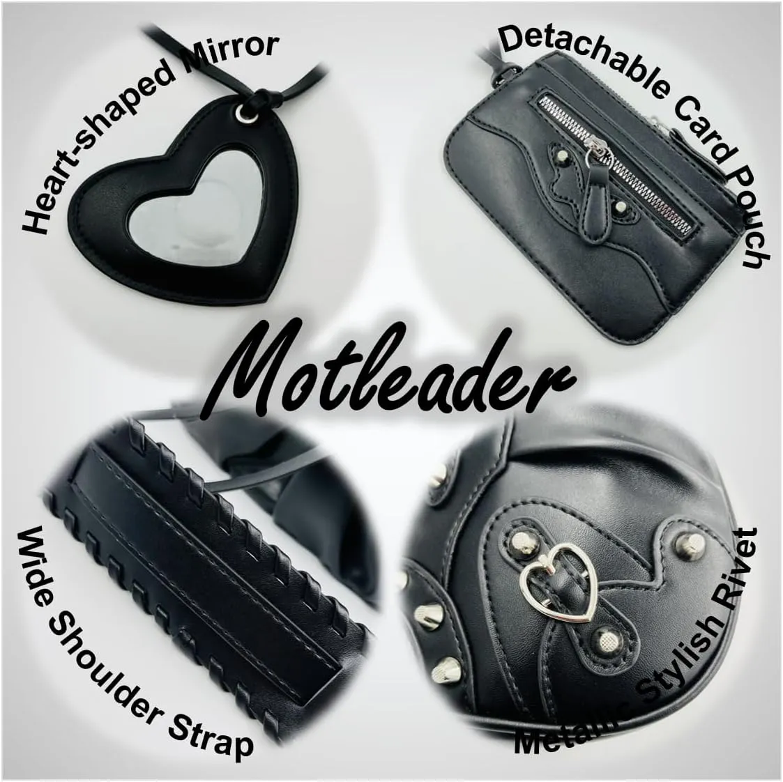 Shoulder Bag for Women, Leather Hobo Bag, Punk Style Y2k Crossbody Purse with Rivet