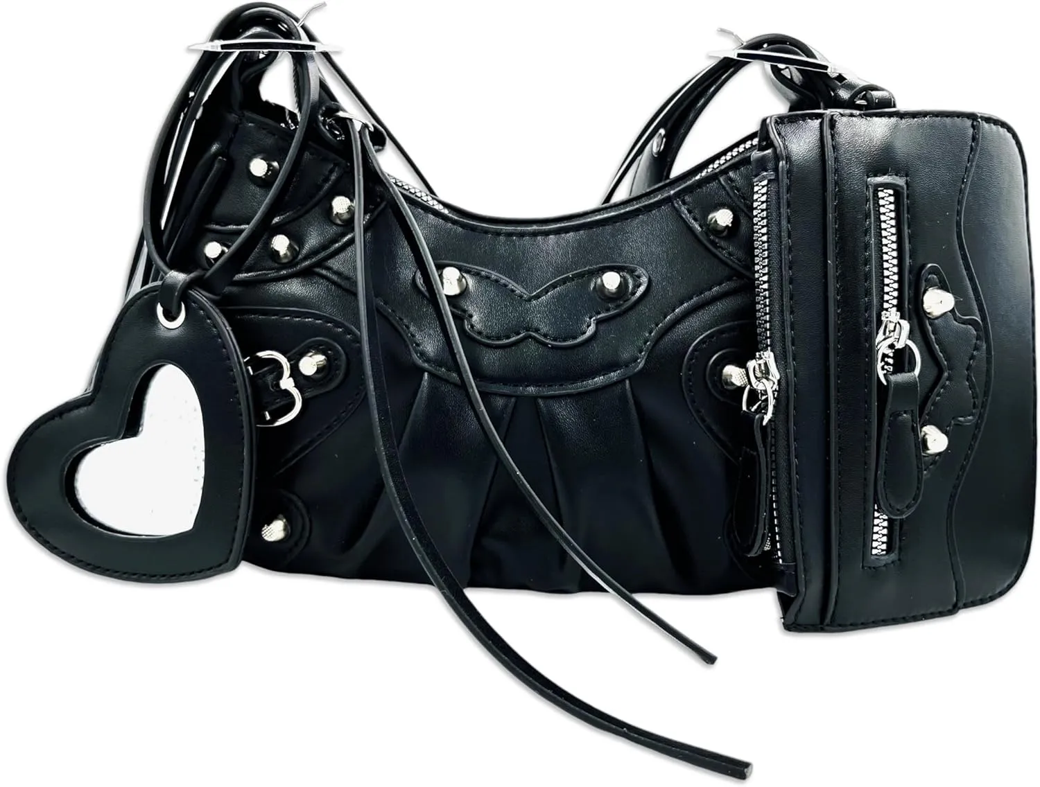 Shoulder Bag for Women, Leather Hobo Bag, Punk Style Y2k Crossbody Purse with Rivet