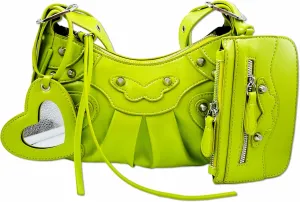 Shoulder Bag for Women, Leather Hobo Bag, Punk Style Y2k Crossbody Purse with Rivet