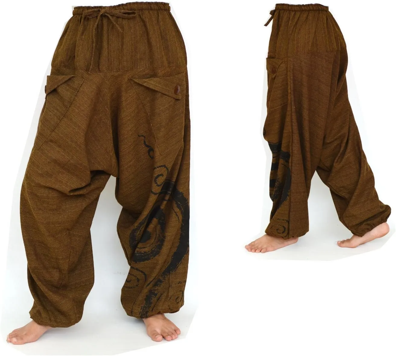 Siamrose Baggy Harem Yoga Lounge Pants, Wide Leg Trousers, Men Women, 2 Pockets, One Size