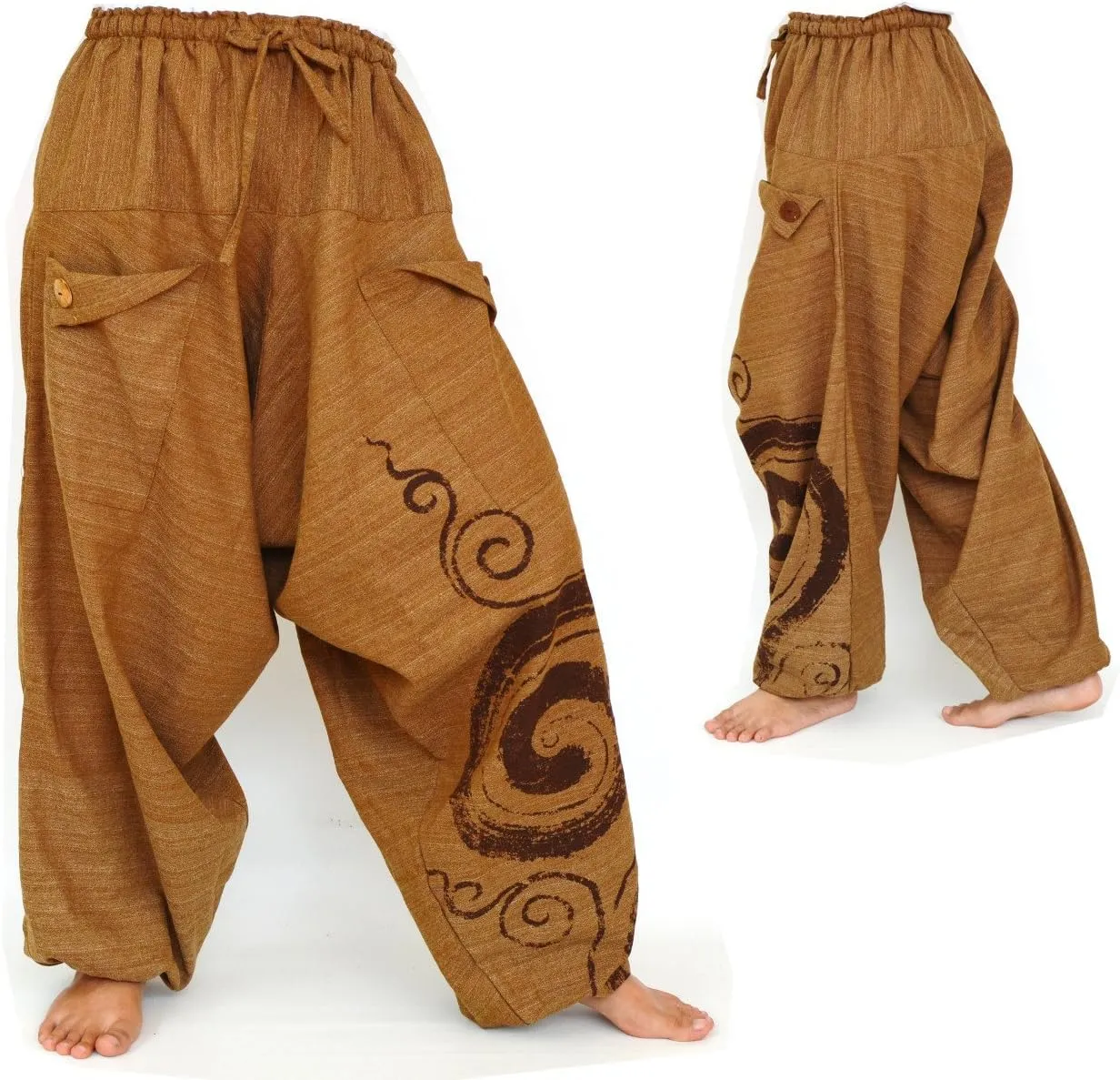 Siamrose Baggy Harem Yoga Lounge Pants, Wide Leg Trousers, Men Women, 2 Pockets, One Size