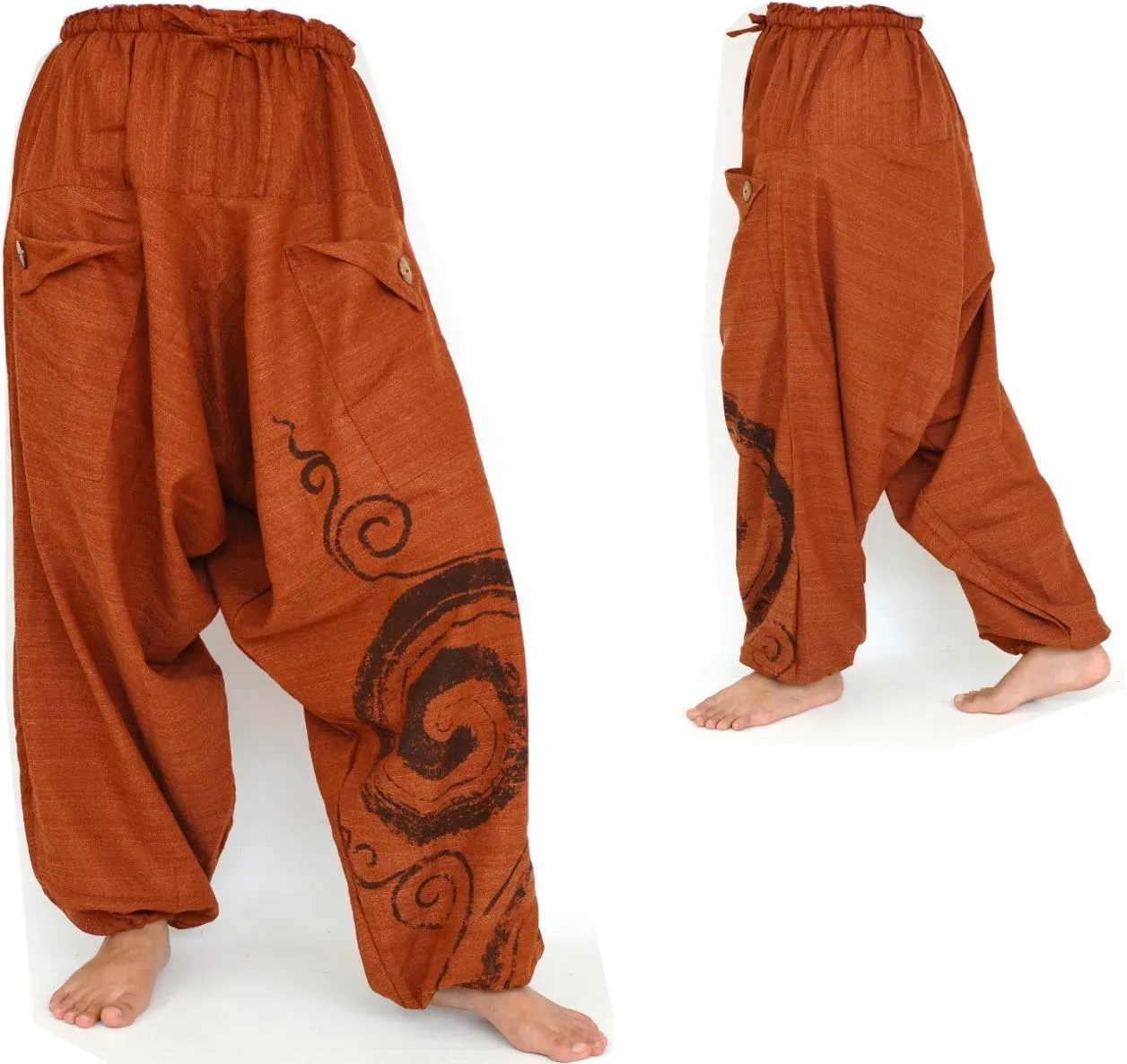 Siamrose Baggy Harem Yoga Lounge Pants, Wide Leg Trousers, Men Women, 2 Pockets, One Size