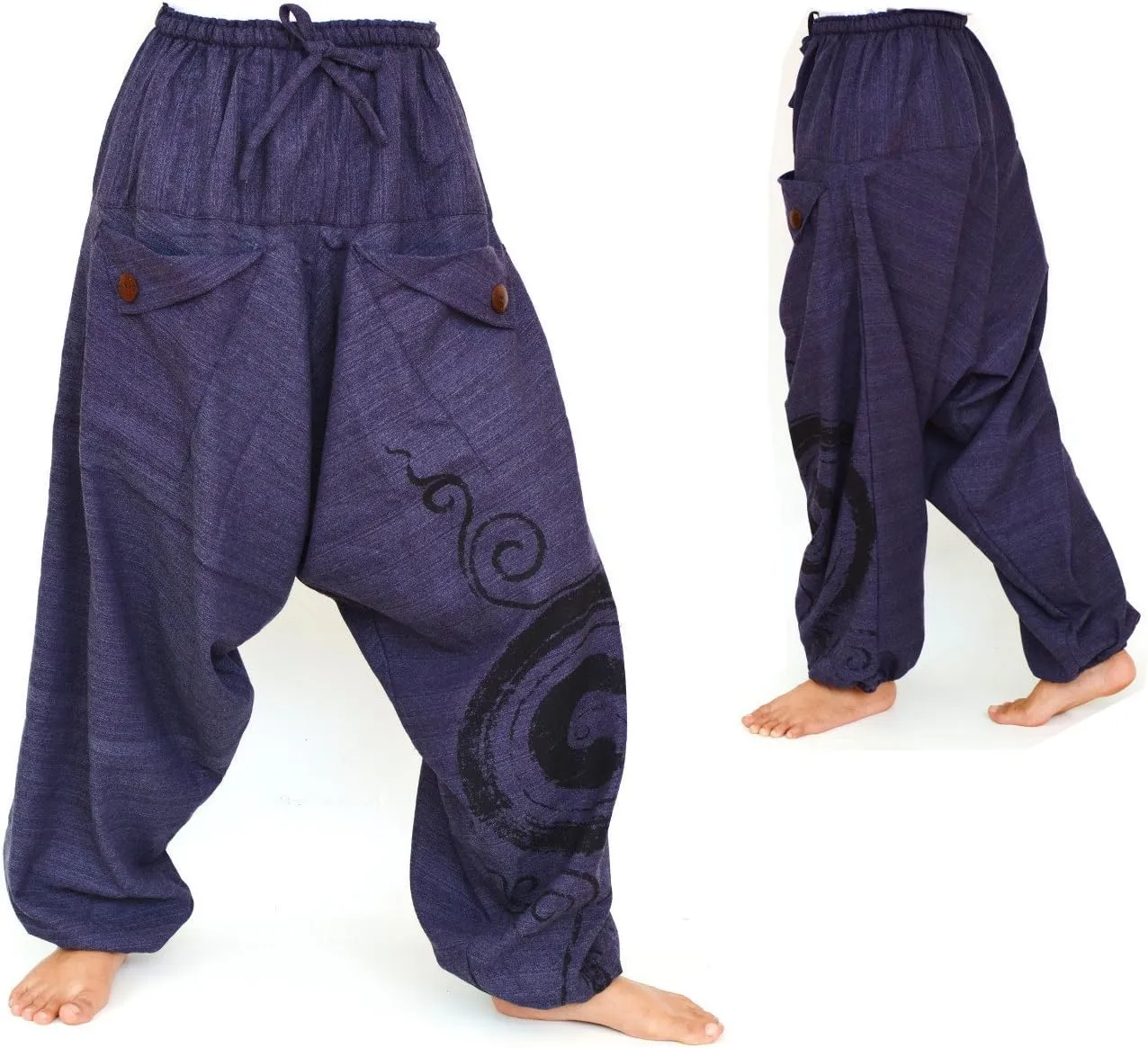 Siamrose Baggy Harem Yoga Lounge Pants, Wide Leg Trousers, Men Women, 2 Pockets, One Size