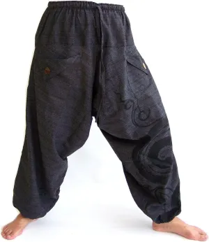 Siamrose Baggy Harem Yoga Lounge Pants, Wide Leg Trousers, Men Women, 2 Pockets, One Size