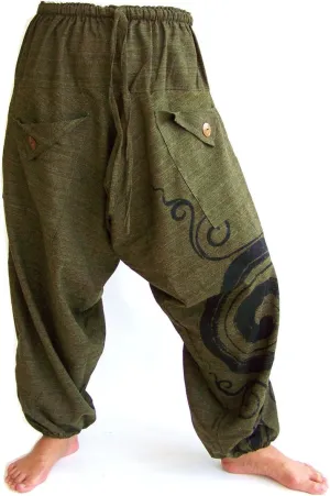 Siamrose Baggy Harem Yoga Lounge Pants, Wide Leg Trousers, Men Women, 2 Pockets, One Size