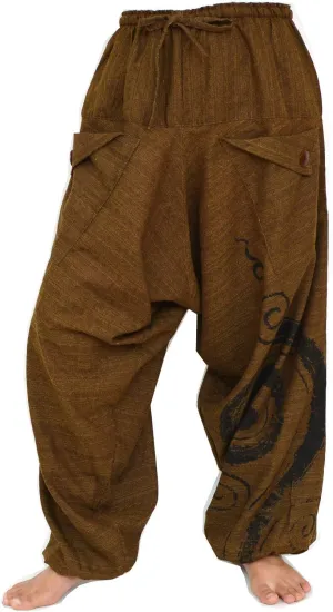 Siamrose Baggy Harem Yoga Lounge Pants, Wide Leg Trousers, Men Women, 2 Pockets, One Size