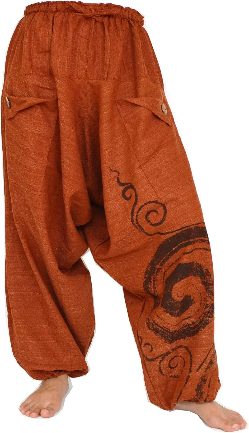 Siamrose Baggy Harem Yoga Lounge Pants, Wide Leg Trousers, Men Women, 2 Pockets, One Size