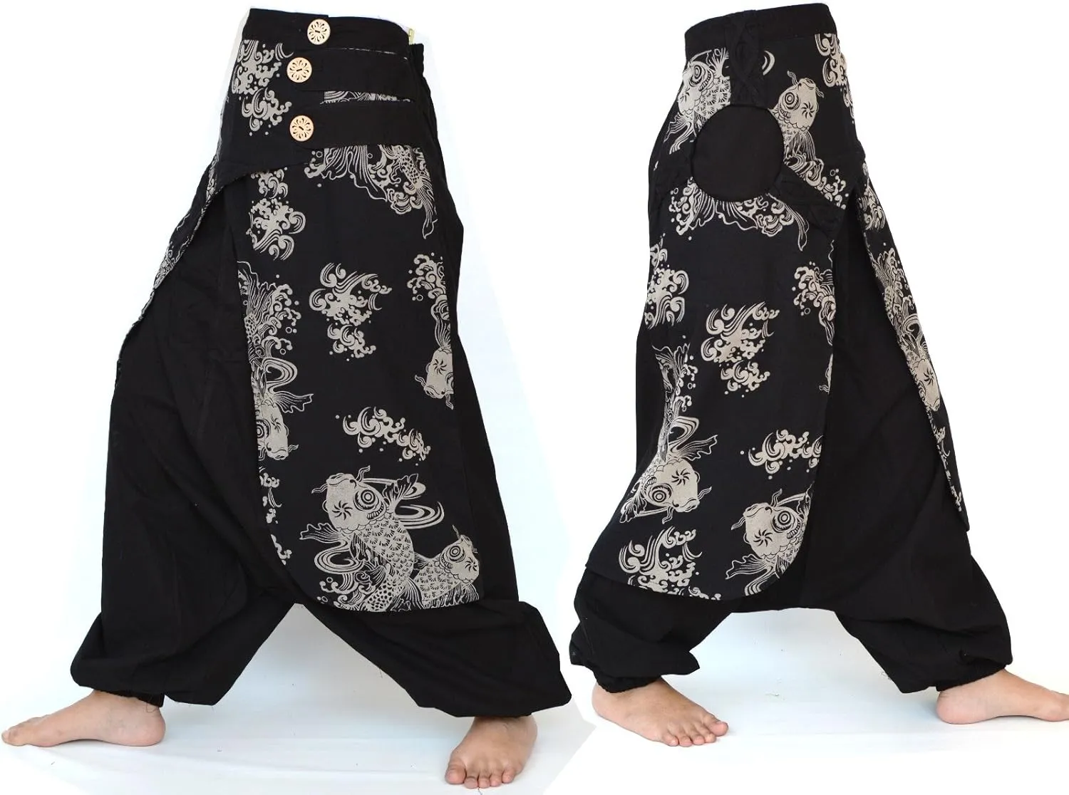 Siamrose Wide Leg Yoga Harem Pants, Baggy Lounge Trousers, Double Layer Cotton in The Front, One Size