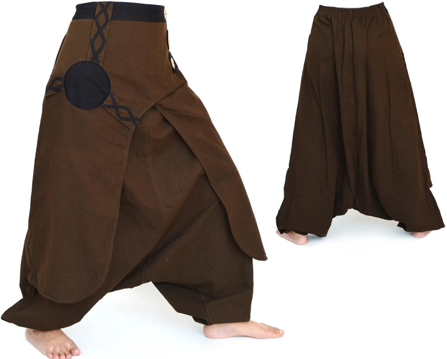Siamrose Wide Leg Yoga Harem Pants, Baggy Lounge Trousers, Double Layer Cotton in The Front, One Size