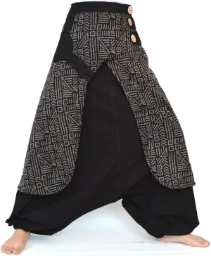 Siamrose Wide Leg Yoga Harem Pants, Baggy Lounge Trousers, Double Layer Cotton in The Front, One Size