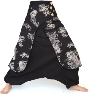 Siamrose Wide Leg Yoga Harem Pants, Baggy Lounge Trousers, Double Layer Cotton in The Front, One Size