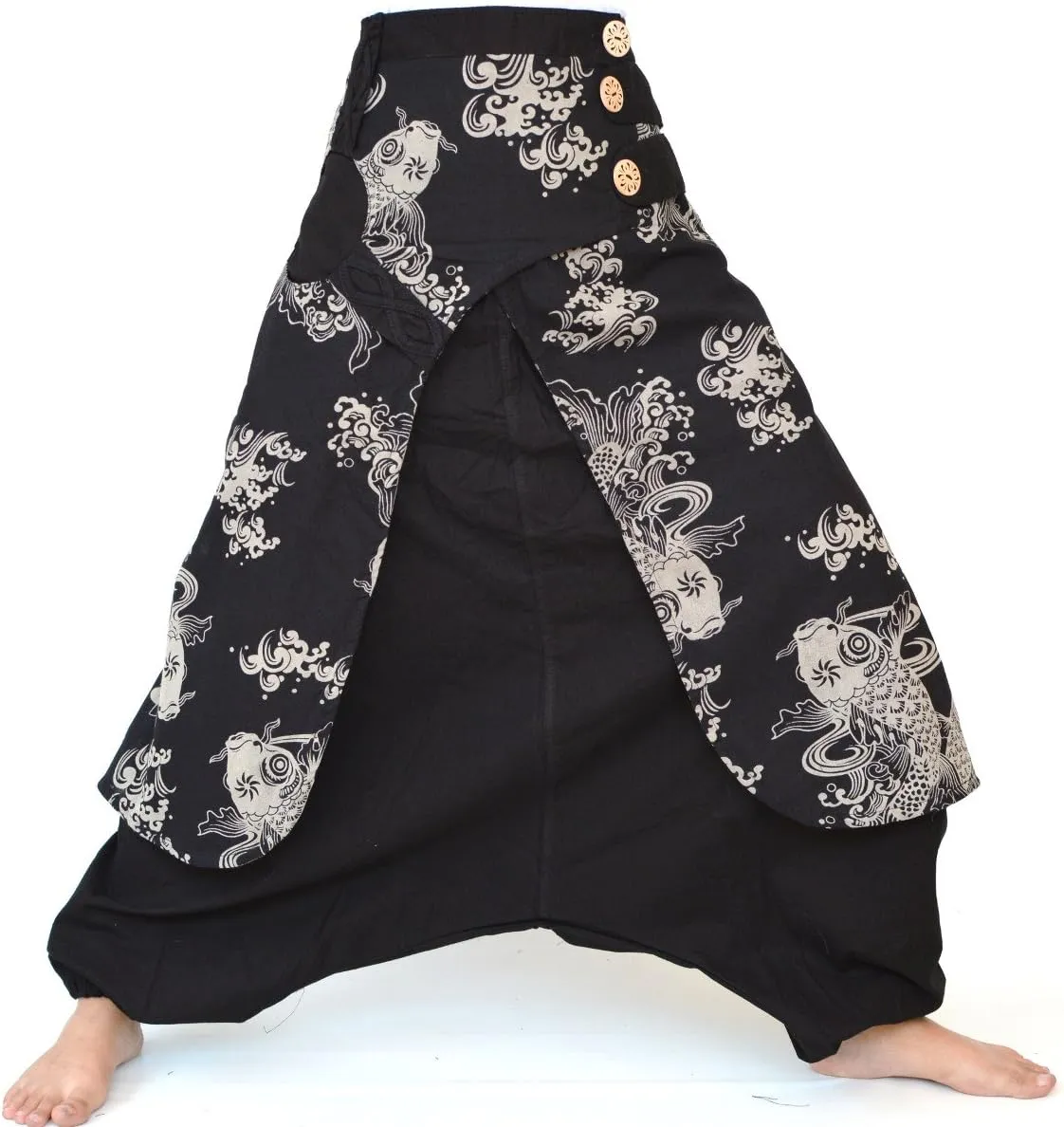Siamrose Wide Leg Yoga Harem Pants, Baggy Lounge Trousers, Double Layer Cotton in The Front, One Size