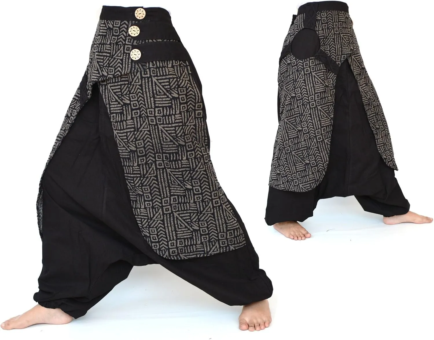 Siamrose Wide Leg Yoga Harem Pants, Baggy Lounge Trousers, Double Layer Cotton in The Front, One Size