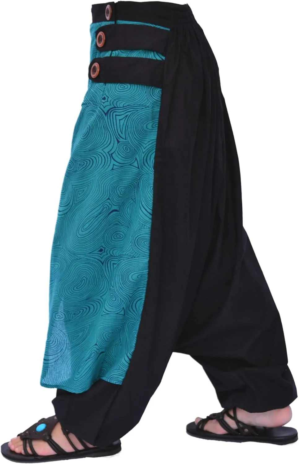 Siamrose Wide Leg Yoga Harem Pants, Baggy Lounge Trousers, Double Layer Cotton in The Front, One Size