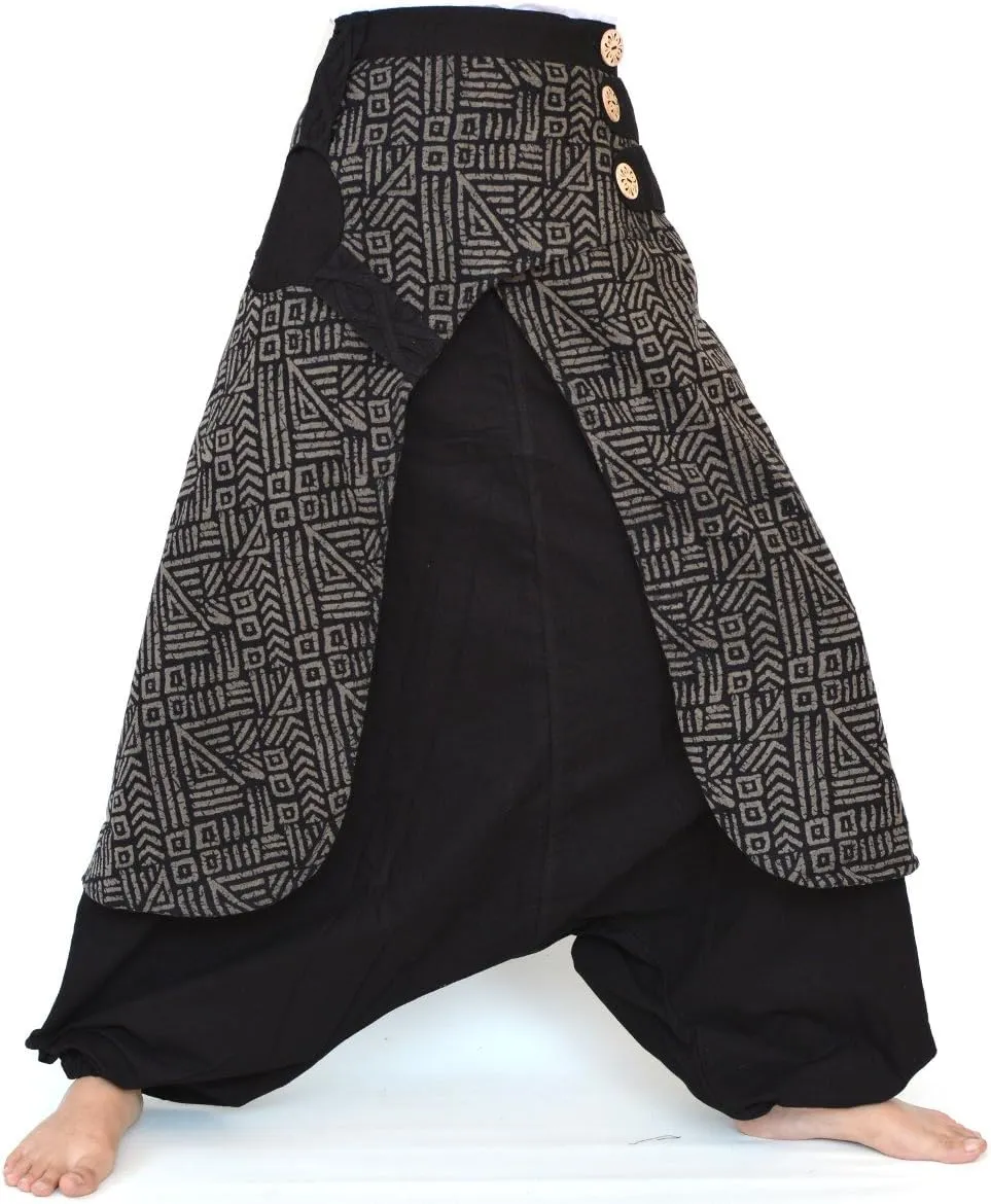 Siamrose Wide Leg Yoga Harem Pants, Baggy Lounge Trousers, Double Layer Cotton in The Front, One Size