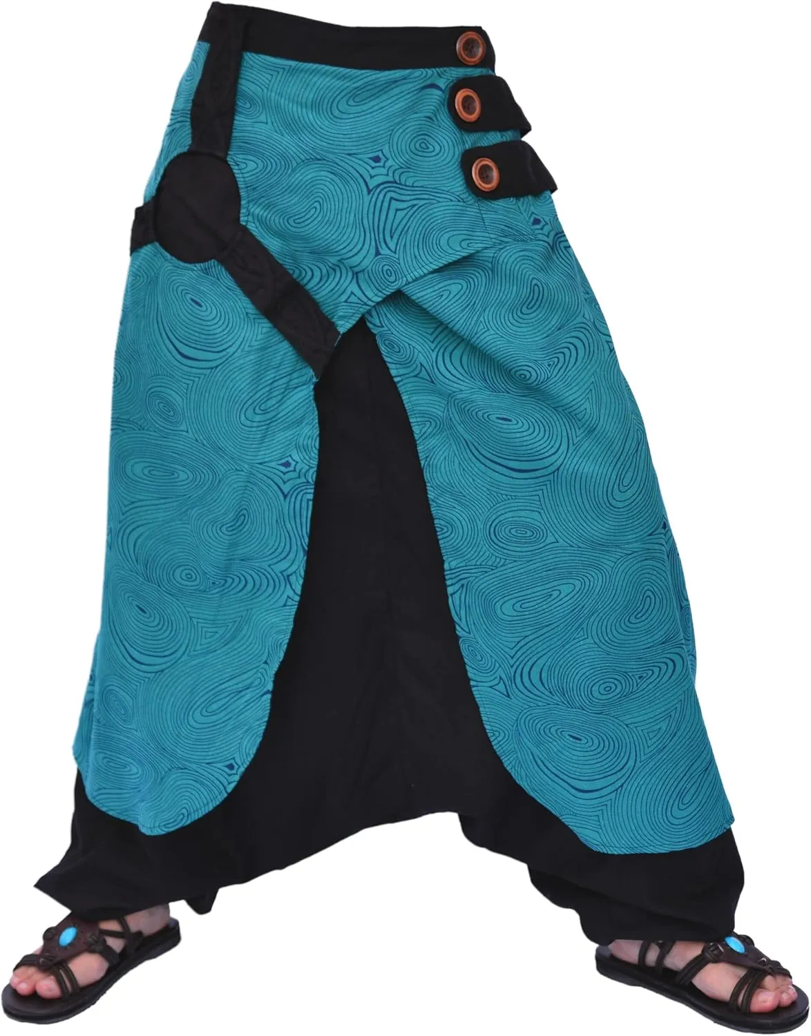 Siamrose Wide Leg Yoga Harem Pants, Baggy Lounge Trousers, Double Layer Cotton in The Front, One Size