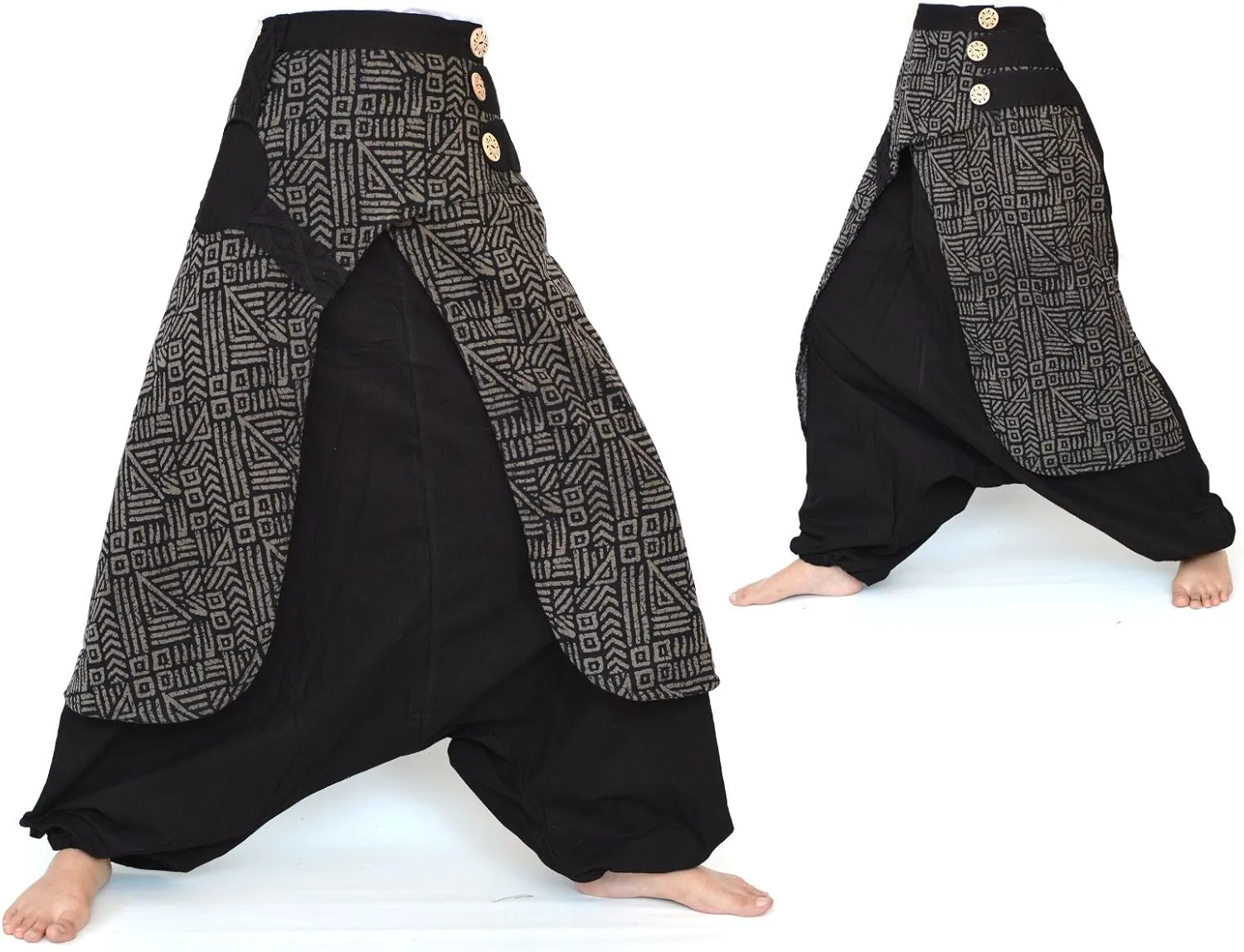 Siamrose Wide Leg Yoga Harem Pants, Baggy Lounge Trousers, Double Layer Cotton in The Front, One Size