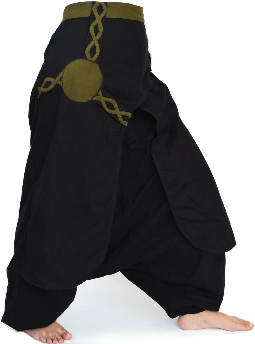 Siamrose Wide Leg Yoga Harem Pants, Baggy Lounge Trousers, Double Layer Cotton in The Front, One Size