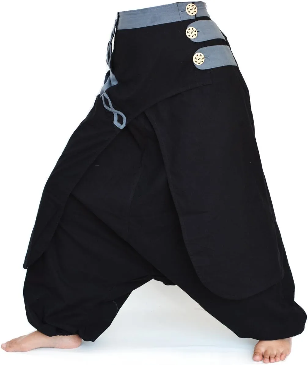 Siamrose Wide Leg Yoga Harem Pants, Baggy Lounge Trousers, Double Layer Cotton in The Front, One Size