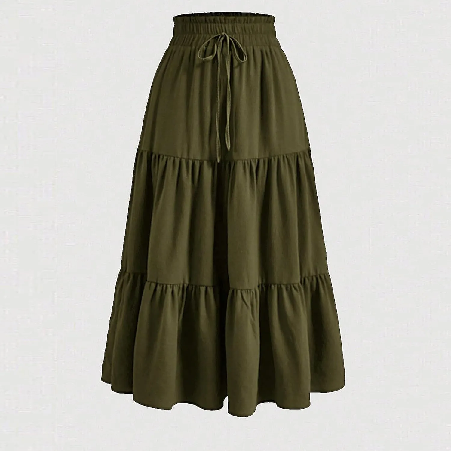 Skirts for Women Summer Flowy Tiered Elastic High Waisted Vacation Skirt A-Line Swing Long Floral Midi Skirts