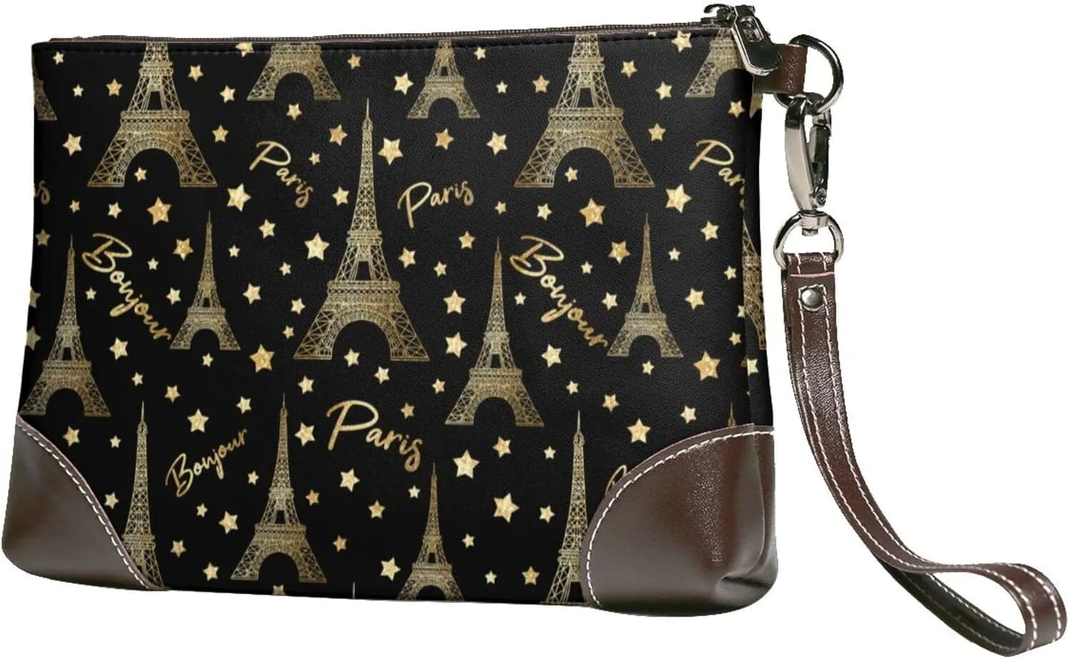 Small Clutch Purses for Women - Paris Romantic Leather Wristlet Wallets for Women with Wrist Strap