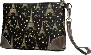 Small Clutch Purses for Women - Paris Romantic Leather Wristlet Wallets for Women with Wrist Strap