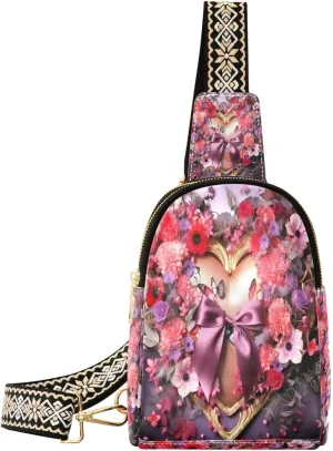 Small Sling Bag for Women, Romantic Valentine's Day Leather Fanny Packs Crossbody Bags fashion Chest Bag for Travel
