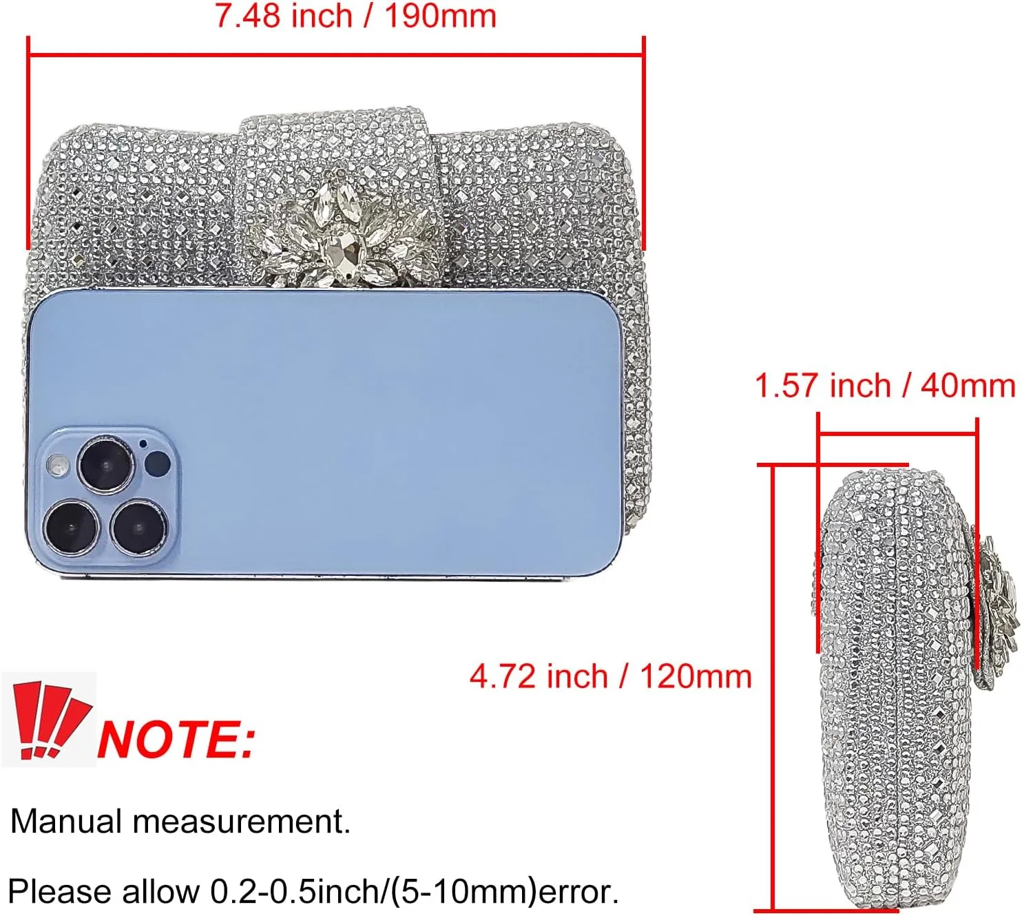 Sparkly Rhinestone Unique Evening Bag Women Floral Clutch Handbag Shoulder Bags