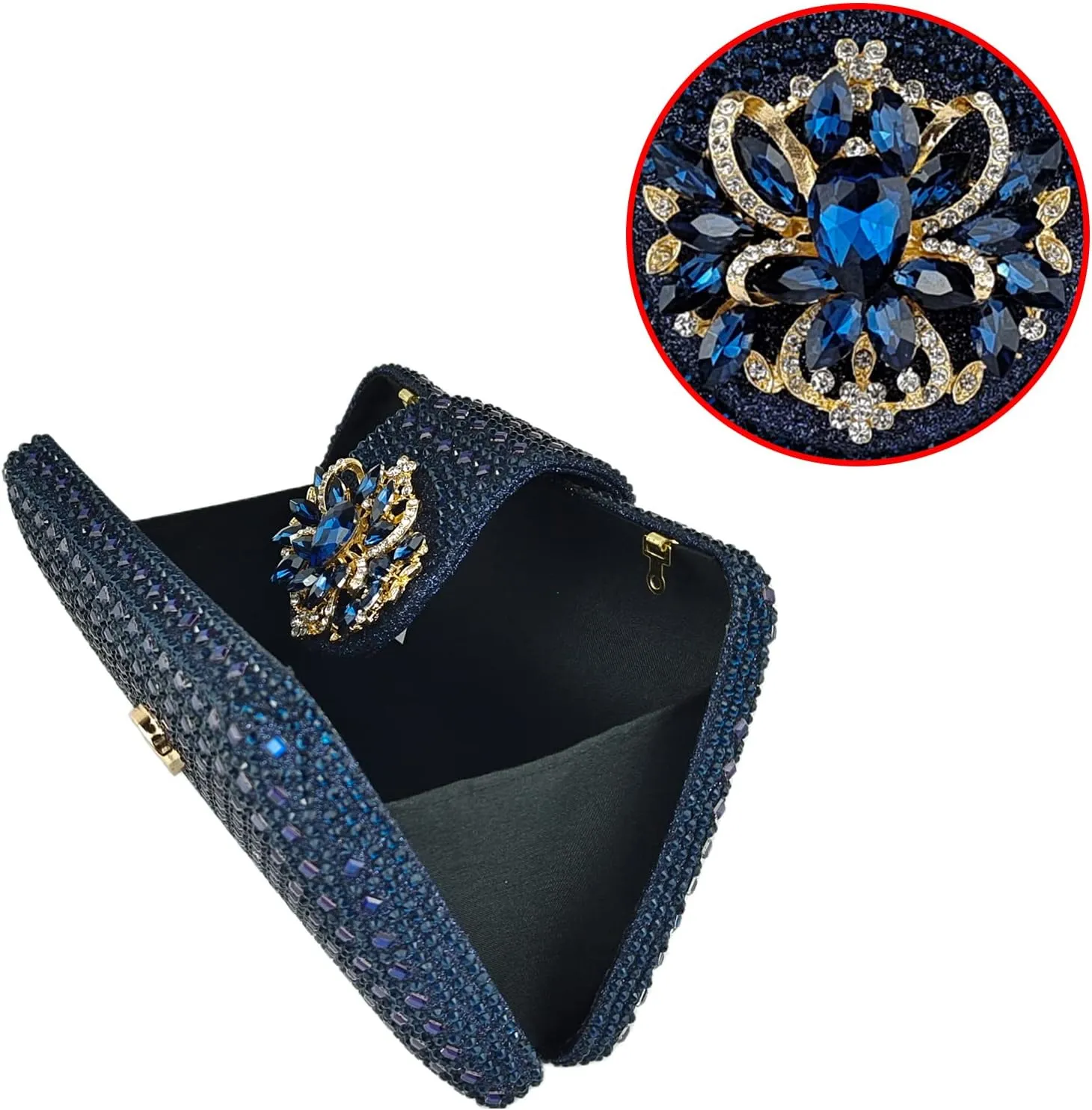 Sparkly Rhinestone Unique Evening Bag Women Floral Clutch Handbag Shoulder Bags