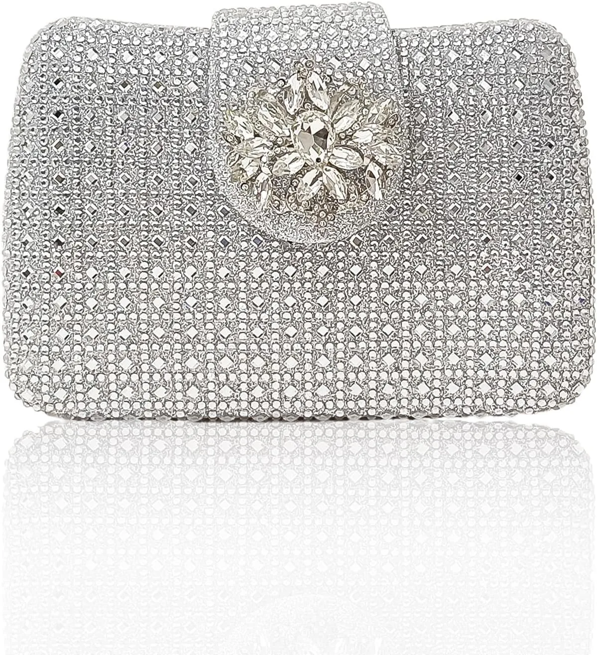 Sparkly Rhinestone Unique Evening Bag Women Floral Clutch Handbag Shoulder Bags