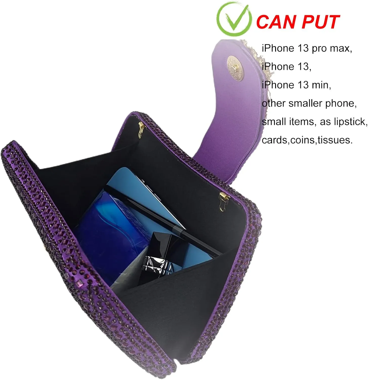 Sparkly Rhinestone Unique Evening Bag Women Floral Clutch Handbag Shoulder Bags