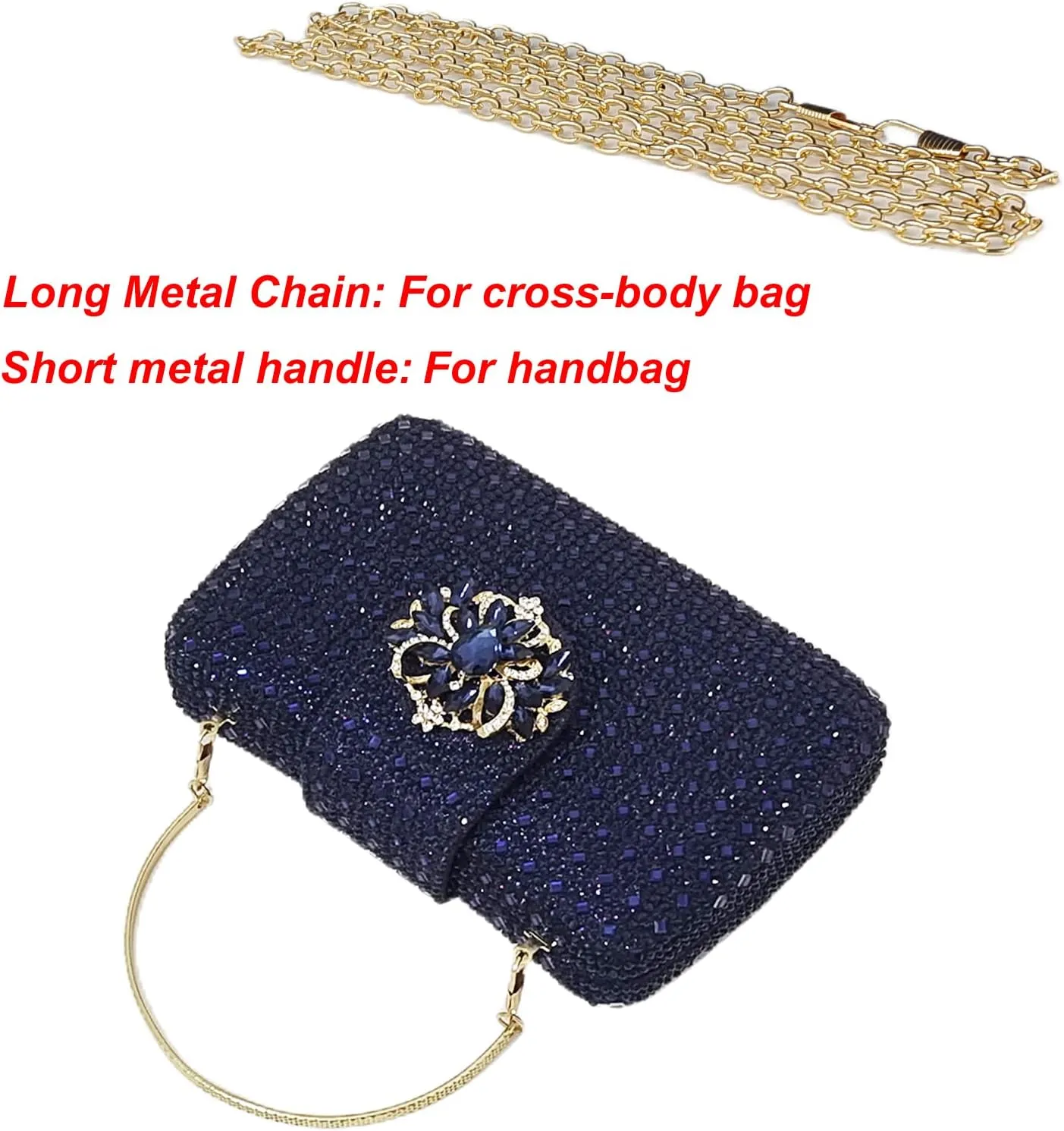 Sparkly Rhinestone Unique Evening Bag Women Floral Clutch Handbag Shoulder Bags