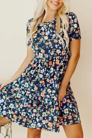 Spring Chic Floral Short Sleeve Mini Dress