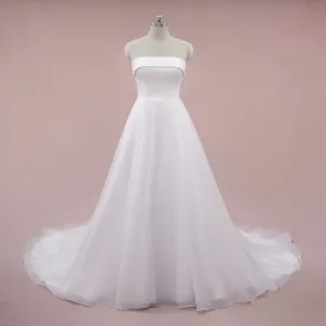 Strapless Organza A-line Wedding Dress with Bow | OLENA