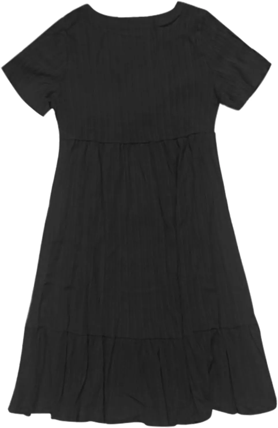 Summer Dresses for Women 2025 Solid V-Neck Short Sleeve Midi Dress Pleated Swing Short Beach Sundresses