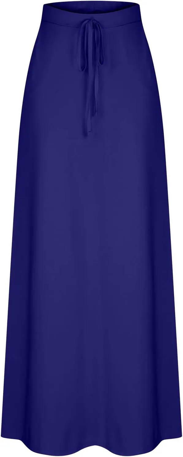 TANGNADE Spring Maxi Skirts for Women 2025 with Pockets Summer Plus Size Trendy Boho Comfy Elastic Waist Long Skirt