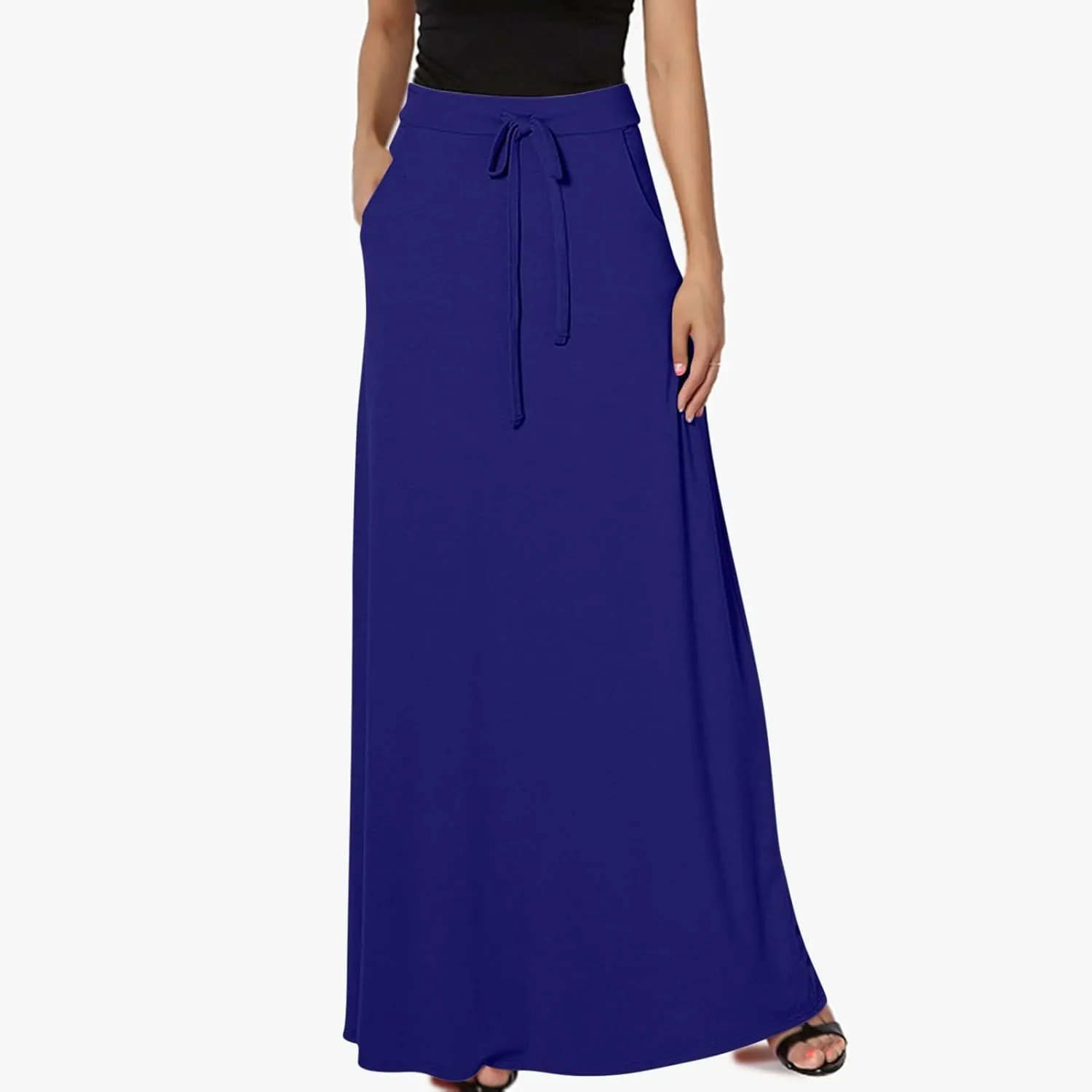 TANGNADE Spring Maxi Skirts for Women 2025 with Pockets Summer Plus Size Trendy Boho Comfy Elastic Waist Long Skirt