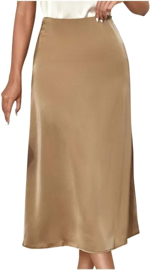 TANGNADE Women Skirts Midi Length High Waist Trendy Dressy Summer Work Office A Line Skirt Business Casual Outfits